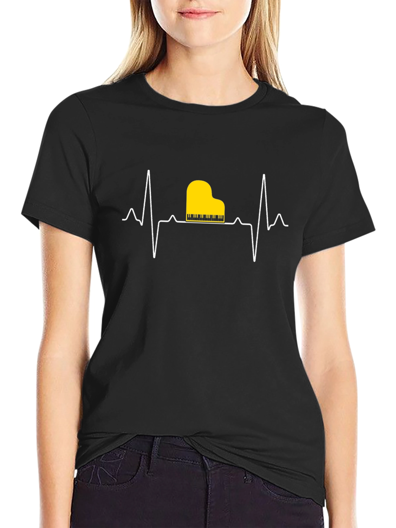 Piano Heartbeat T-Shirt - Music Lover Tee