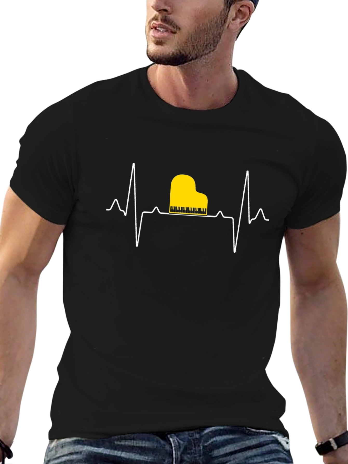 Piano Heartbeat T-Shirt - Music Lover Tee