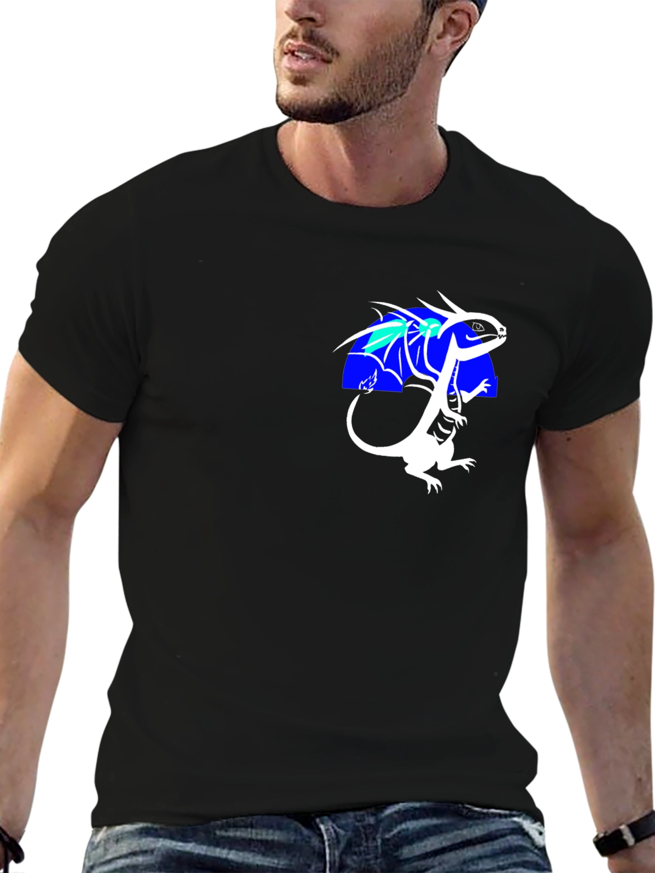 Dragon Graphic Tee - Black Cotton Blend Shirt