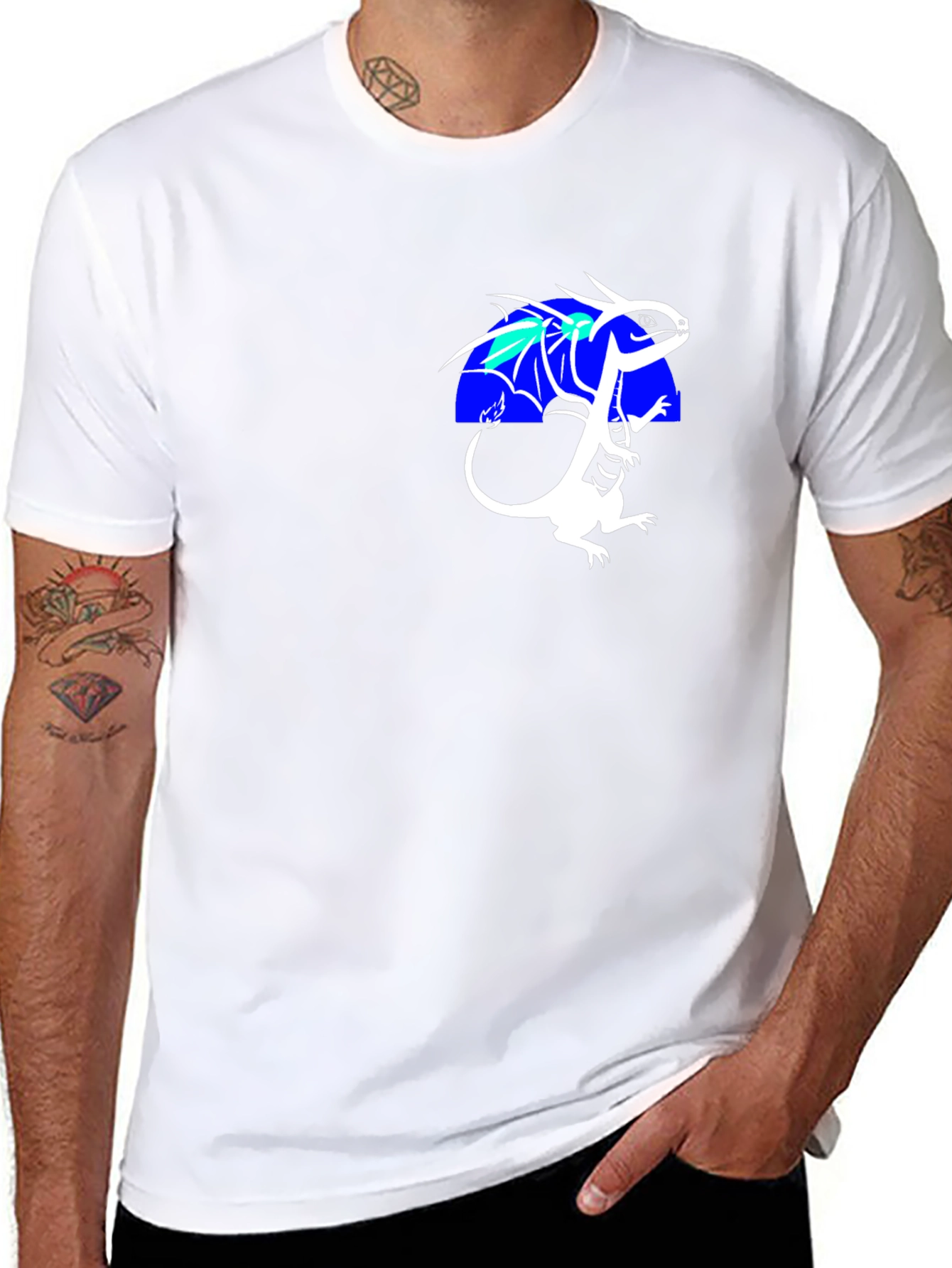 Dragon Graphic Tee - Black Cotton Blend Shirt
