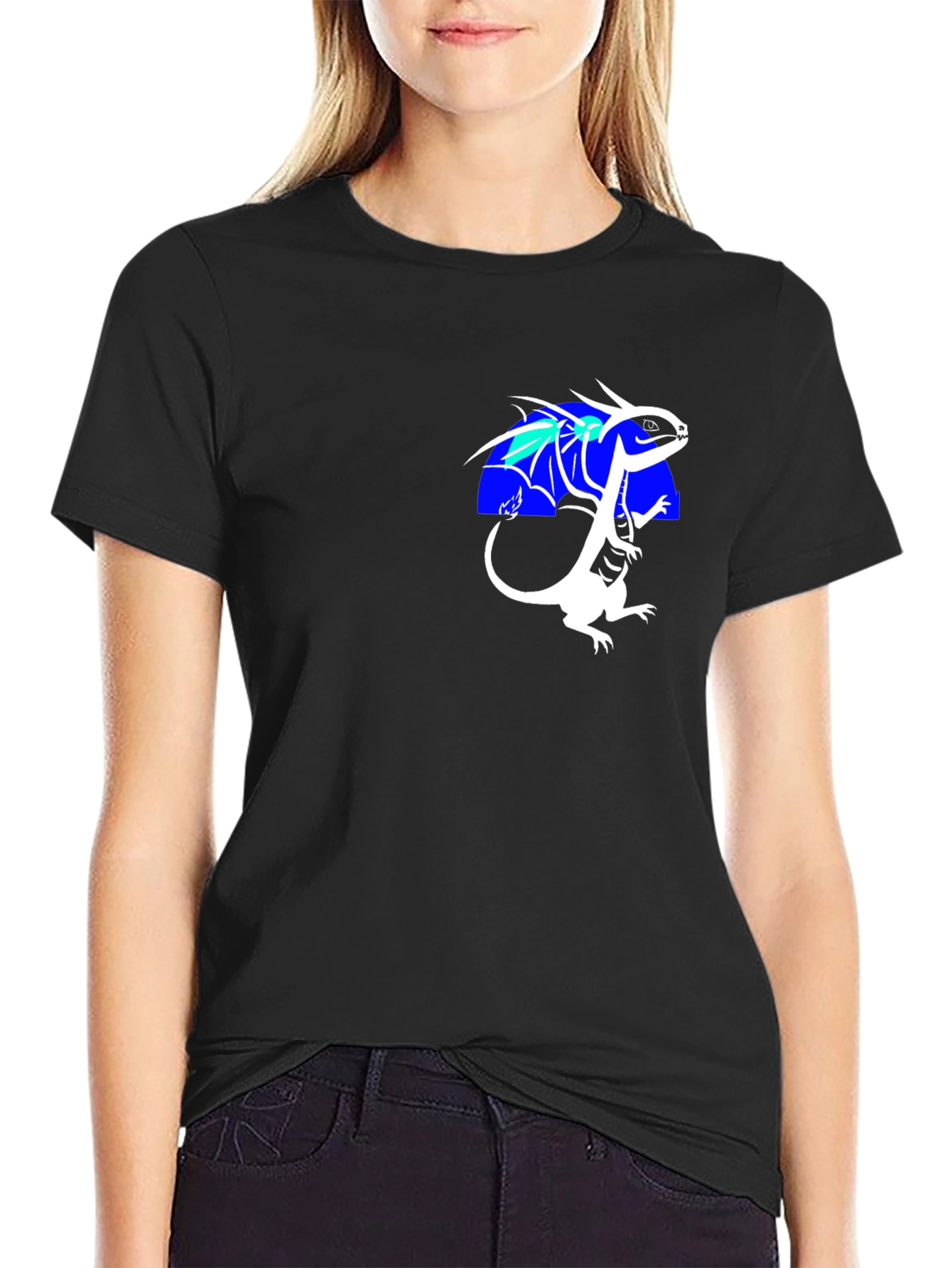 Dragon Graphic Tee - Black Cotton Blend Shirt
