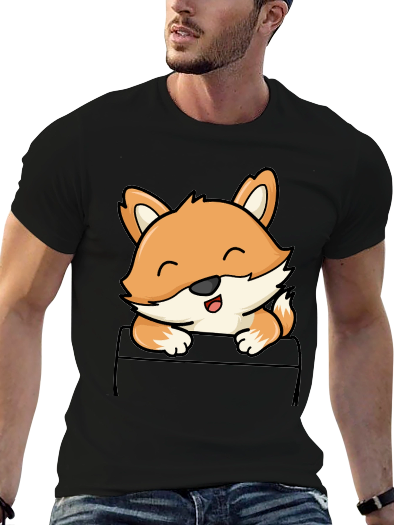 Cute Fox Pocket T-Shirt - Unisex Graphic Tee