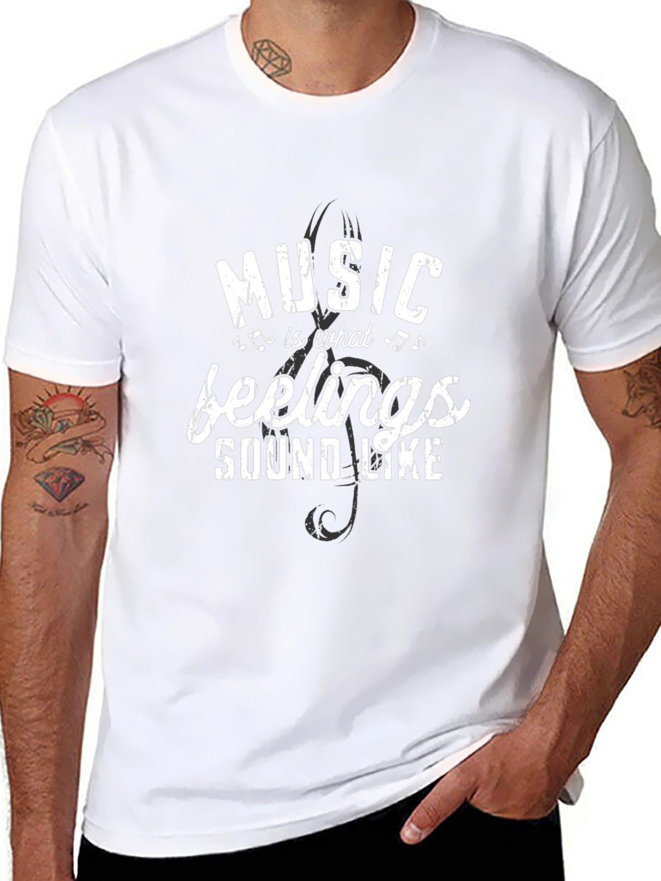 Music is What Feelings Sound Like Black T-Shirt