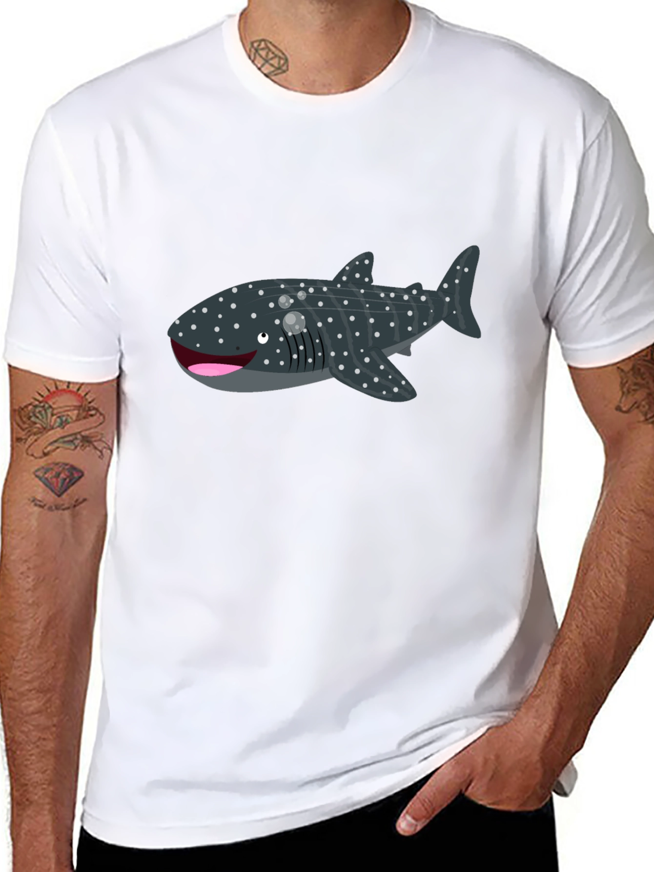 Whale Shark Graphic Tee - Black Cotton T-Shirt