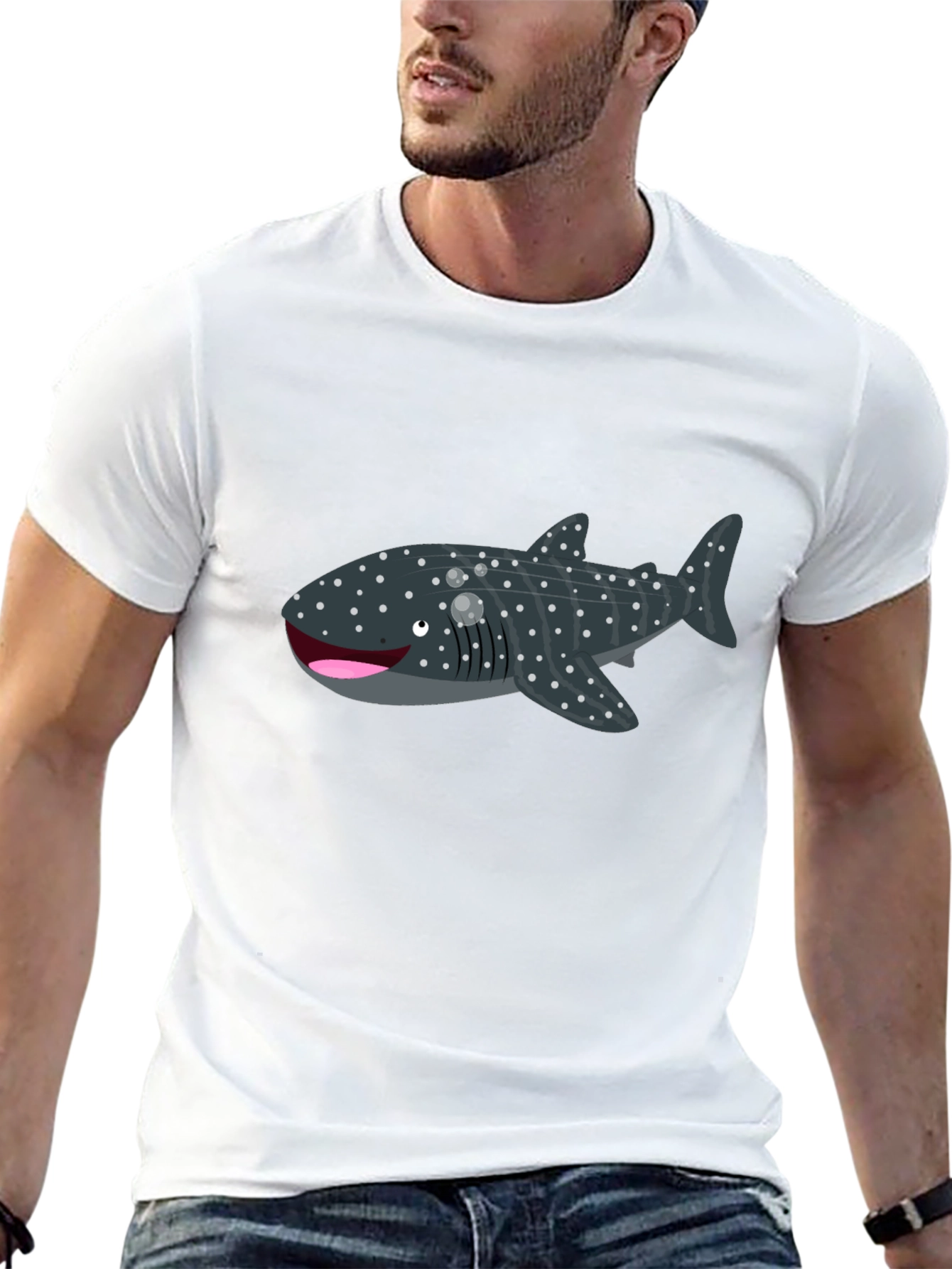 Whale Shark Graphic Tee - Black Cotton T-Shirt
