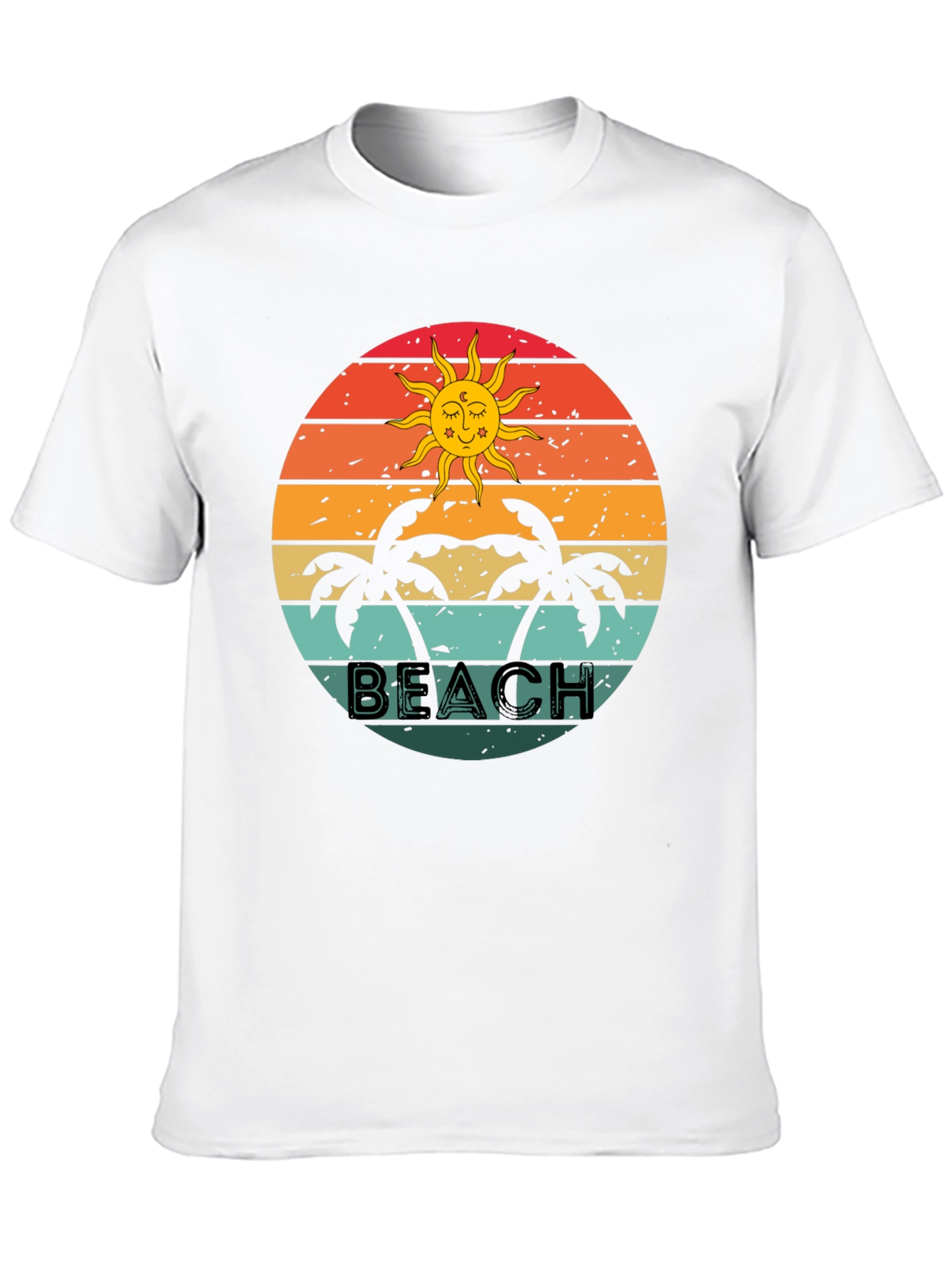 Retro Beach Graphic Tee - Palm Tree Sunset T-Shirt