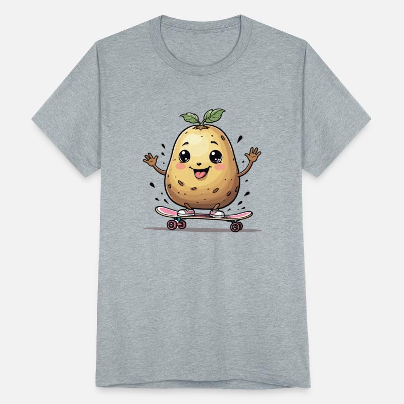 Kawaii Potato riding a skateboard