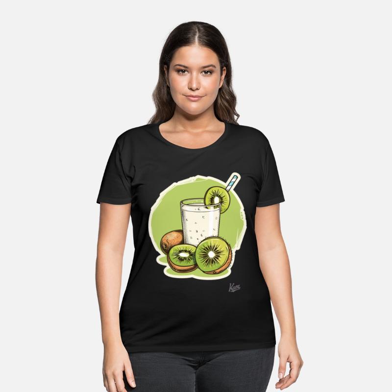 Kiwi fruit and juice with straw illustration