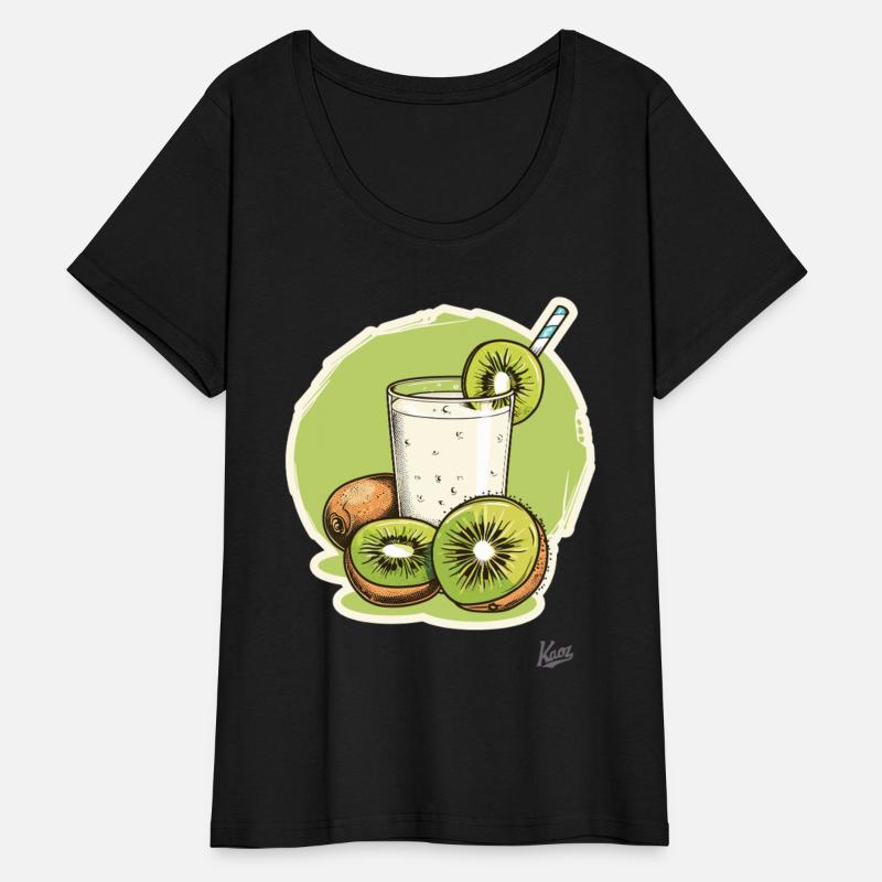 Kiwi fruit and juice with straw illustration