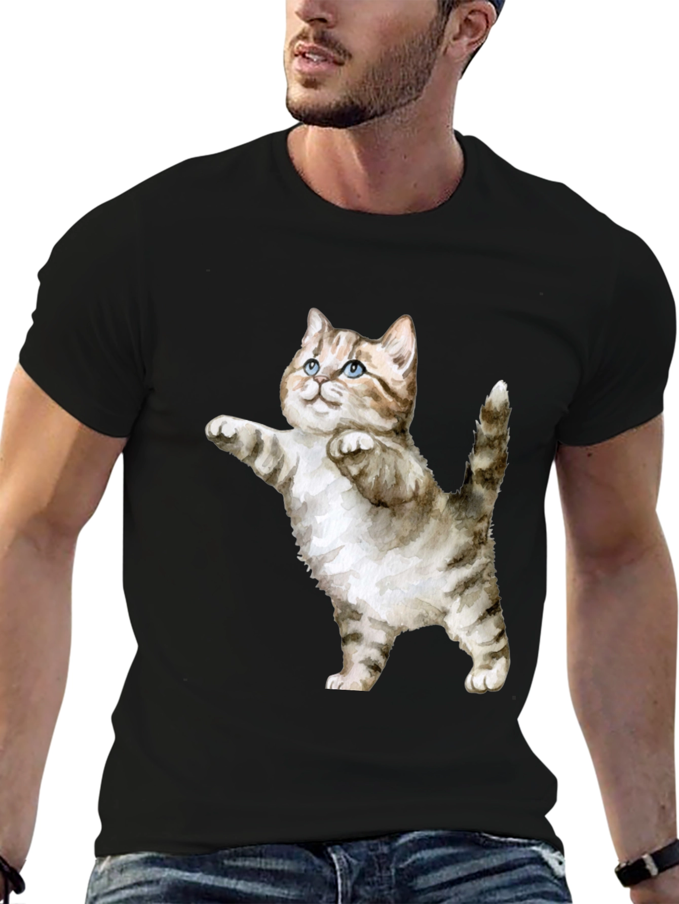 Cute Cat Graphic Tee - Black T-Shirt