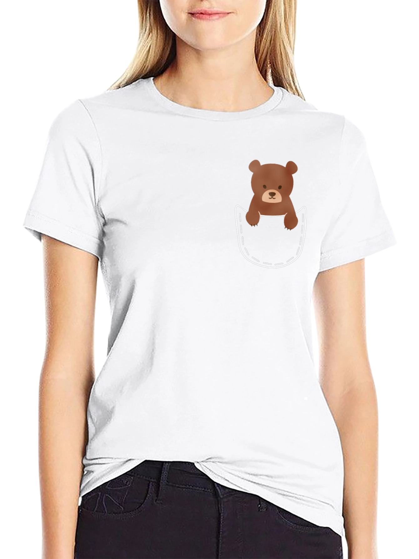 Bear Pocket T-Shirt - Cute Graphic Tee