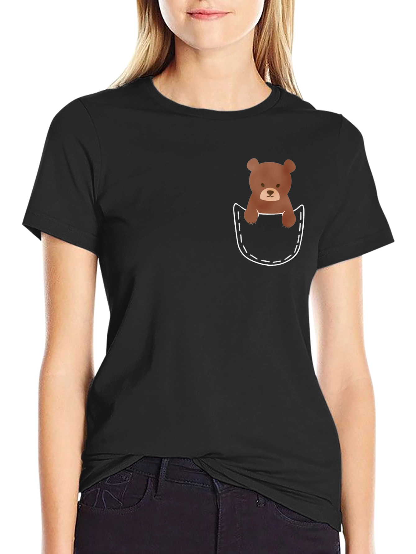 Bear Pocket T-Shirt - Cute Graphic Tee