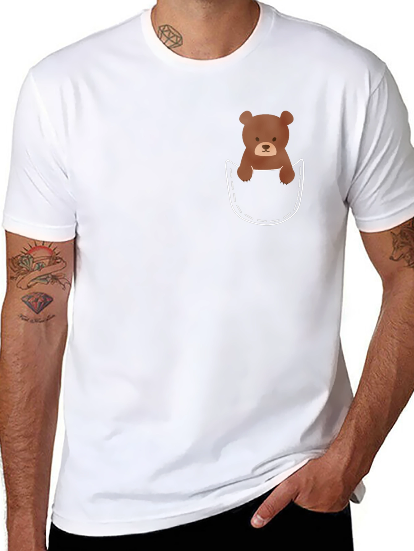 Bear Pocket T-Shirt - Cute Graphic Tee