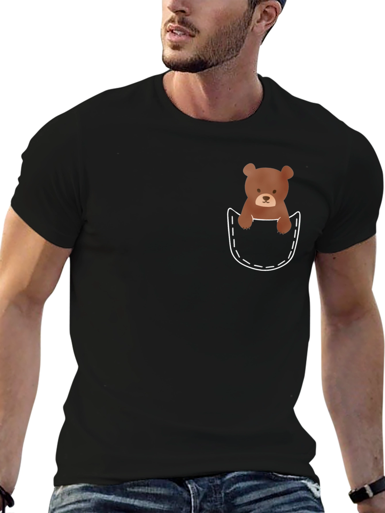 Bear Pocket T-Shirt - Cute Graphic Tee