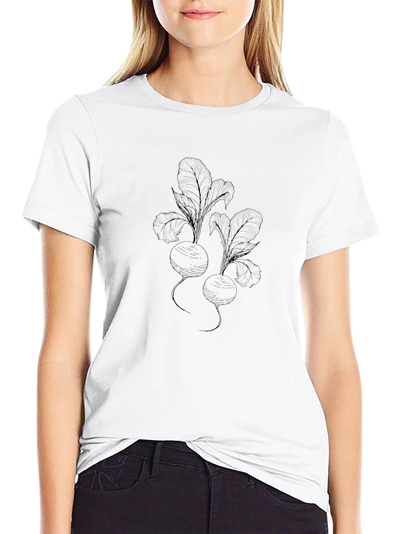 Mens Black T-Shirt with Radish Design
