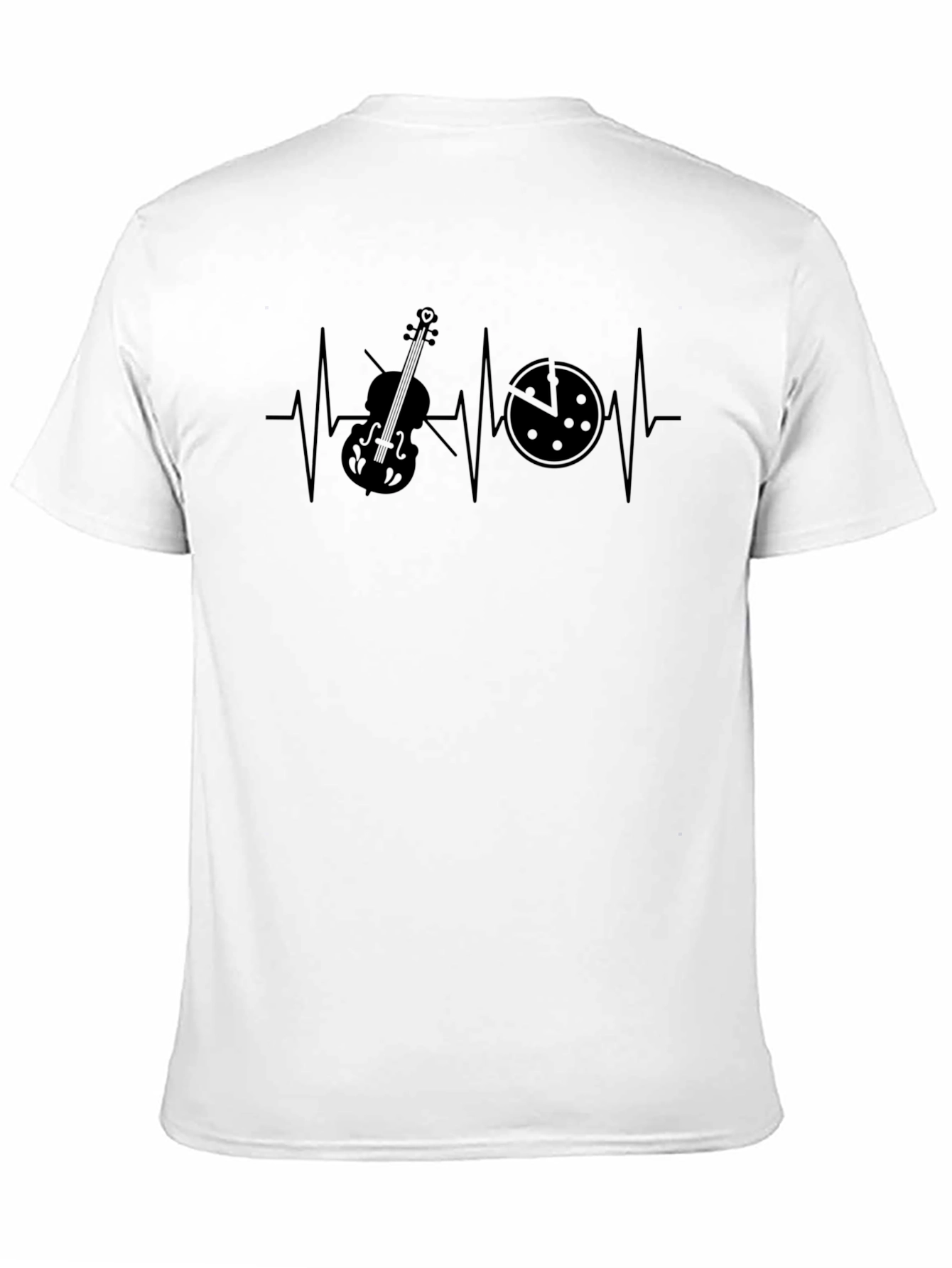 Violin Pizza Heartbeat Graphic Tee - Black