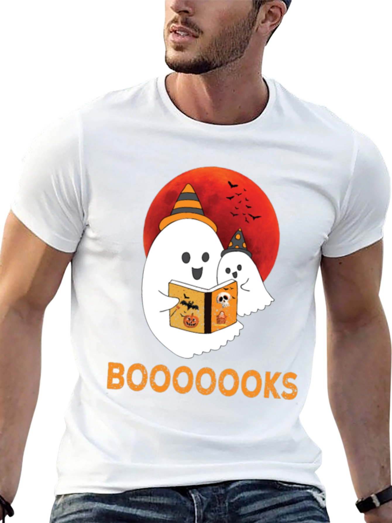Halloween Ghost Reading Book T-Shirt