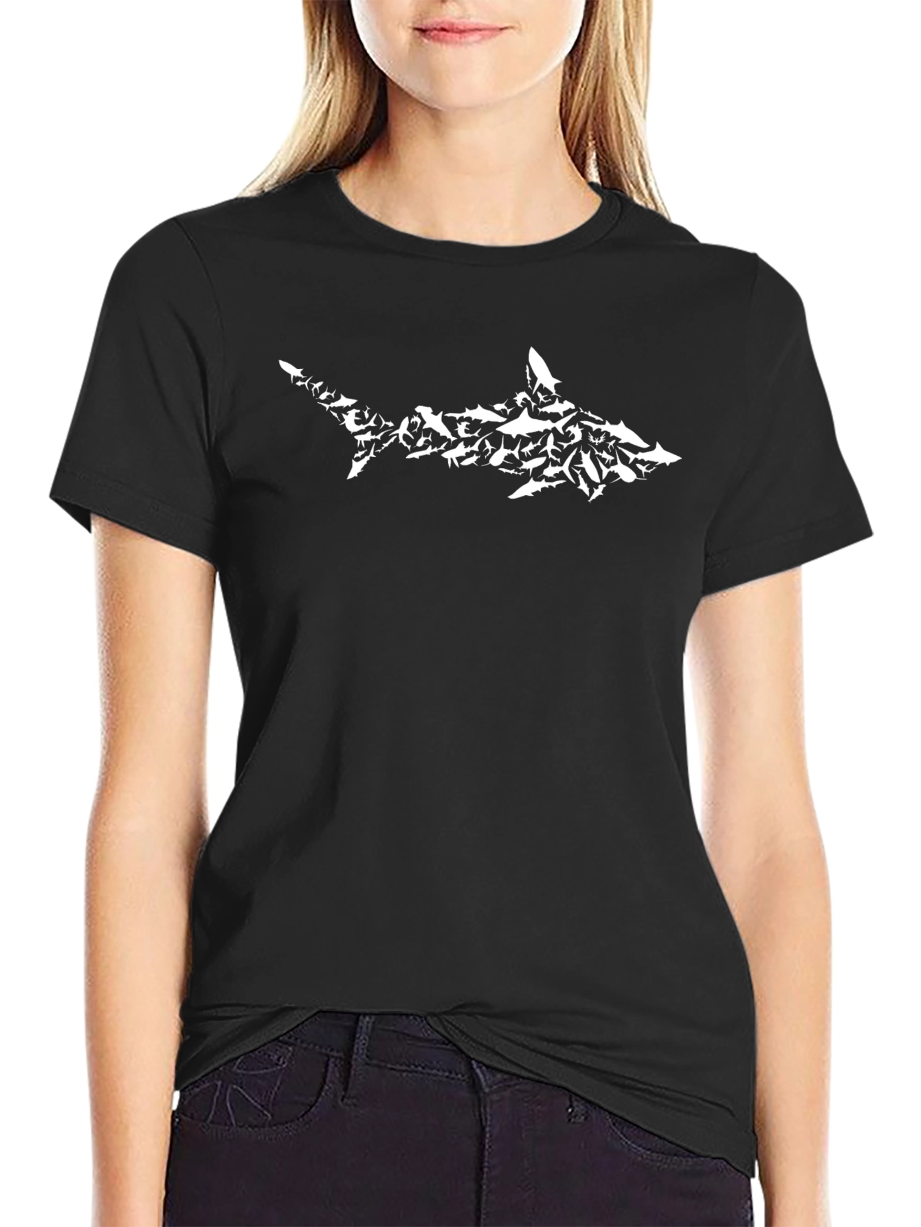 Shark Graphic Mens Black T-Shirt