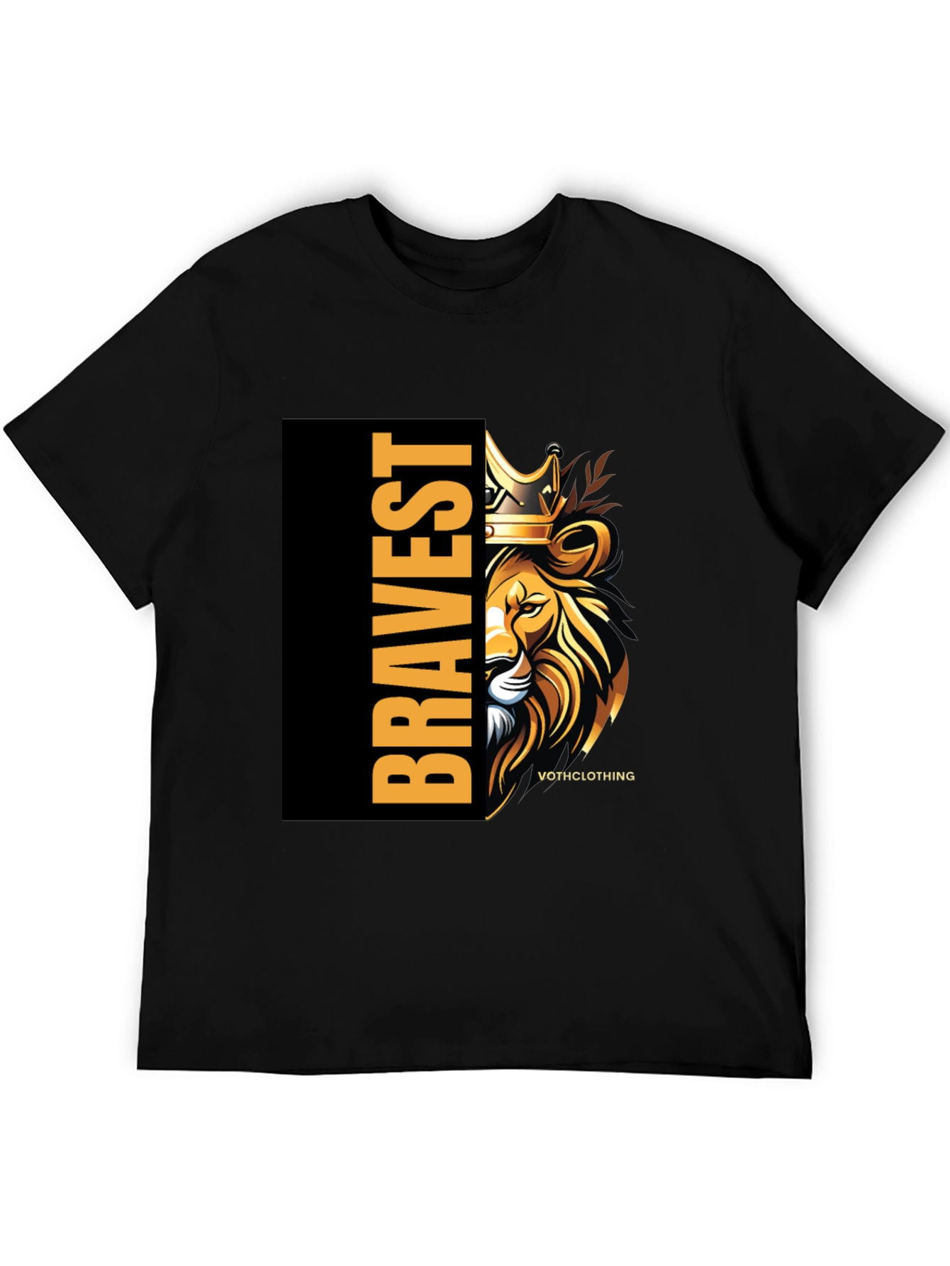 Bravest Lion Graphic Print Black T-Shirt
