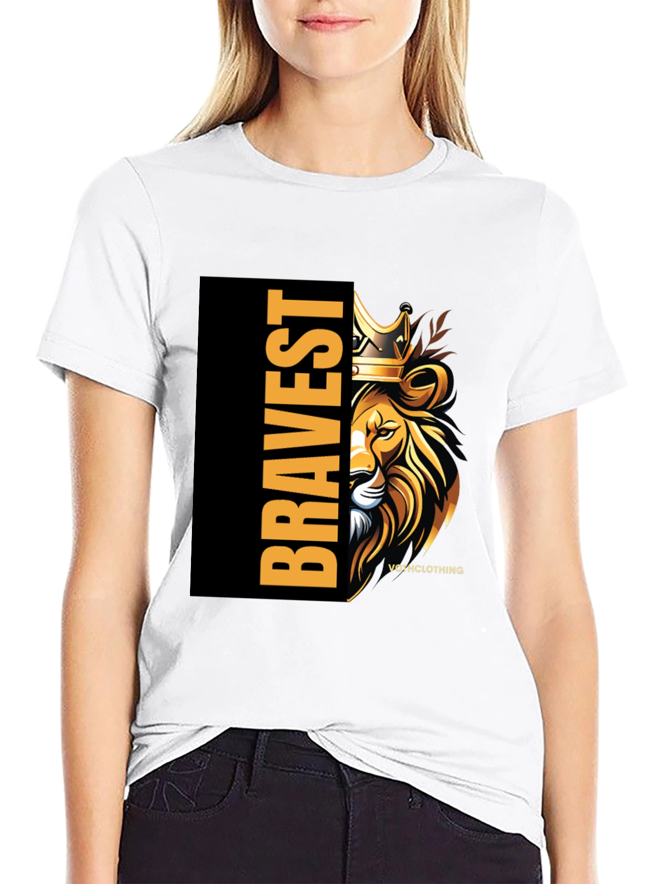 Bravest Lion Graphic Print Black T-Shirt