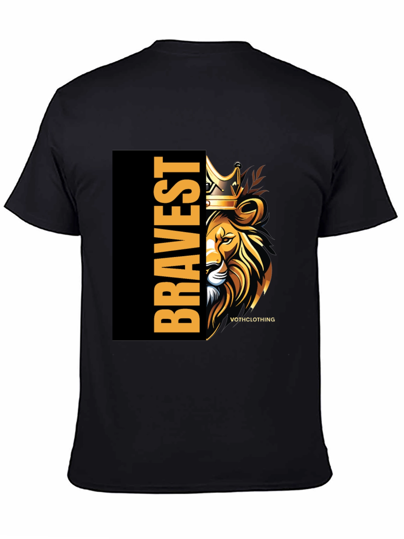 Bravest Lion Graphic Print Black T-Shirt