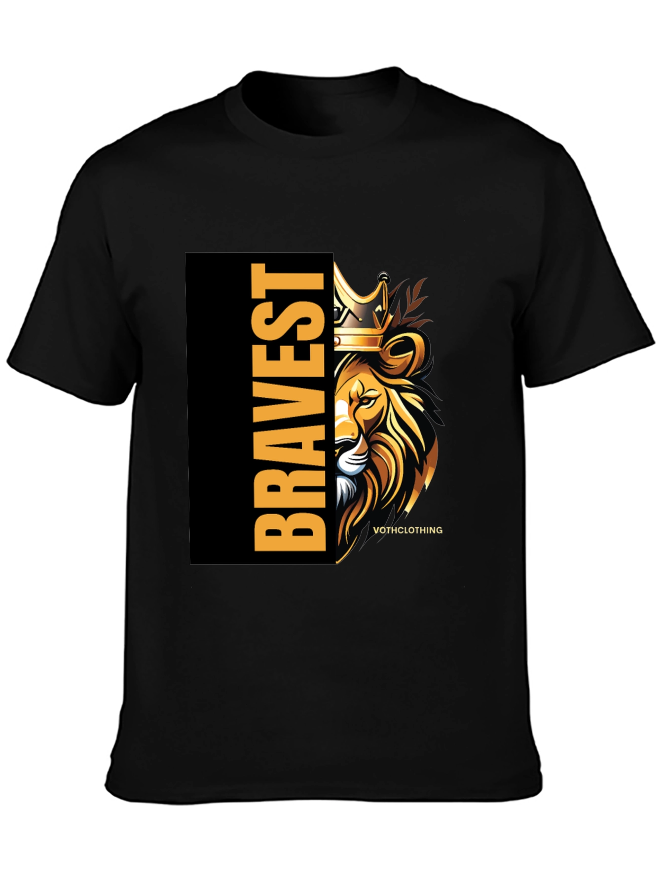 Bravest Lion Graphic Print Black T-Shirt