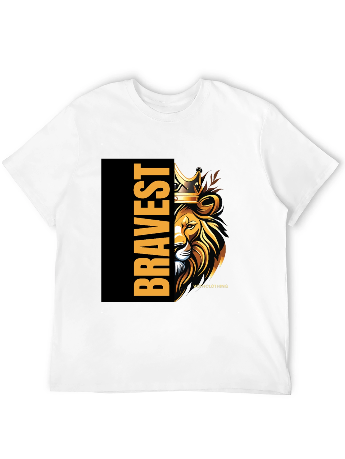 Bravest Lion Graphic Print Black T-Shirt