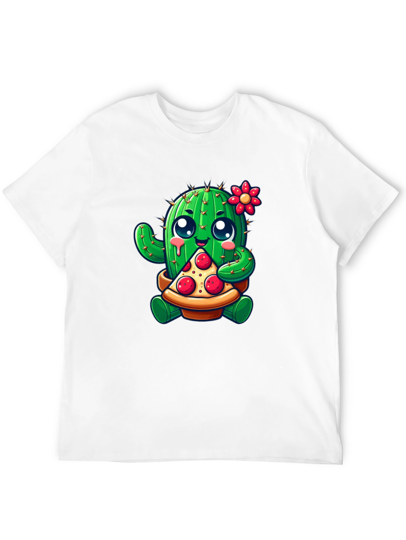 Cactus Pizza Lover Black T-Shirt