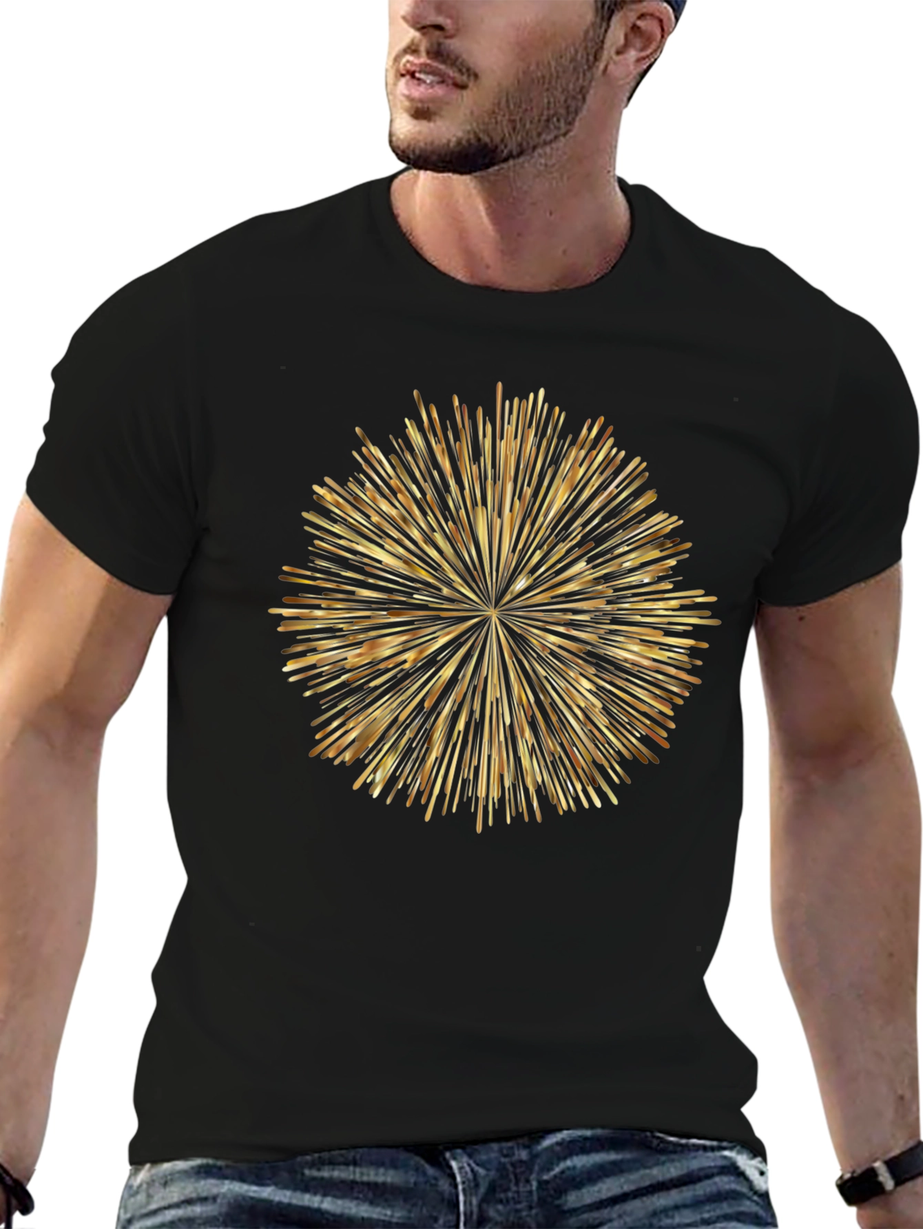 Gold Burst Graphic Black T-Shirt