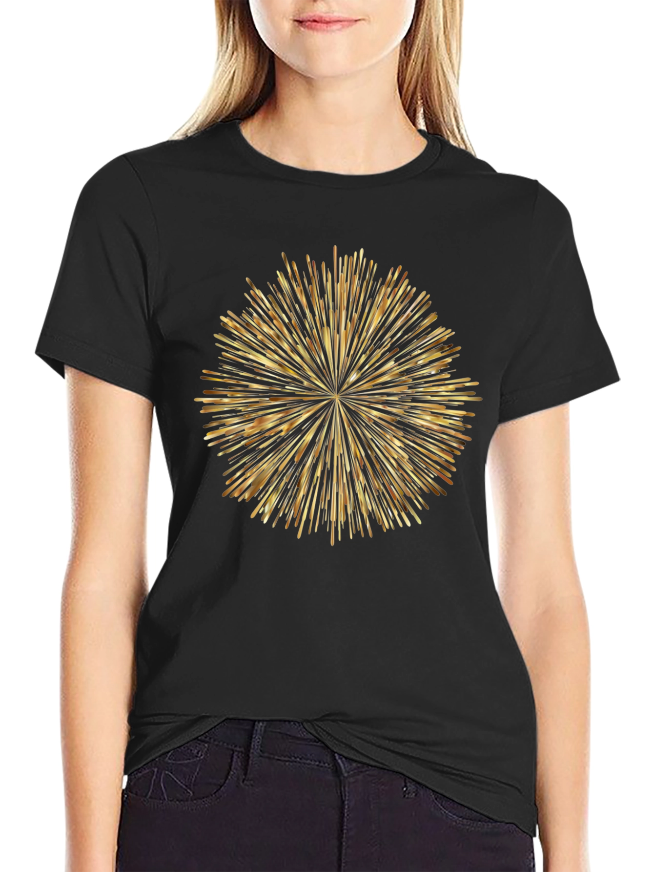 Gold Burst Graphic Black T-Shirt