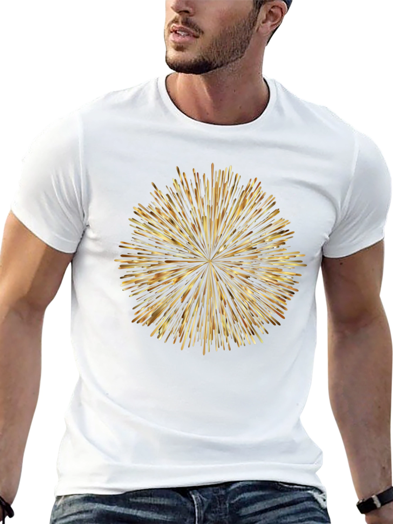 Gold Burst Graphic Black T-Shirt