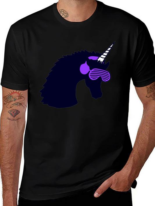 Unicorn Head T-Shirt - Black Novelty Tee