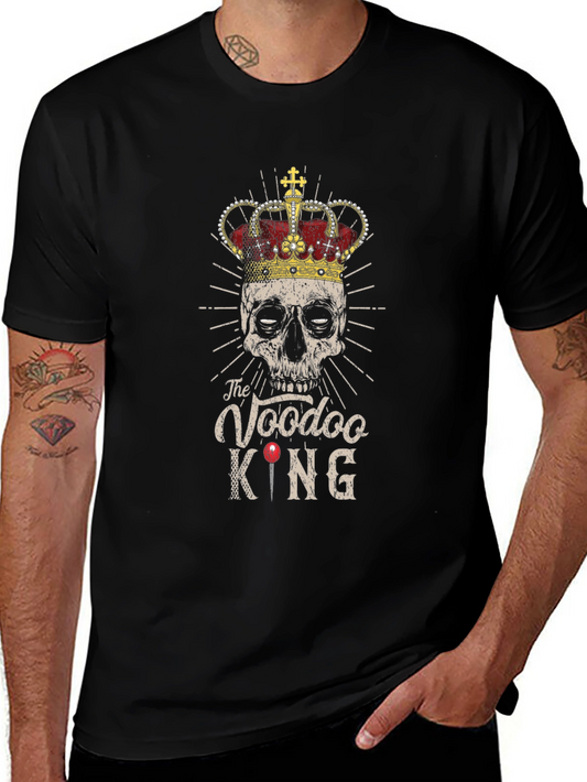 Voodoo King Graphic Tee - Skull & Crown Black T-Shirt