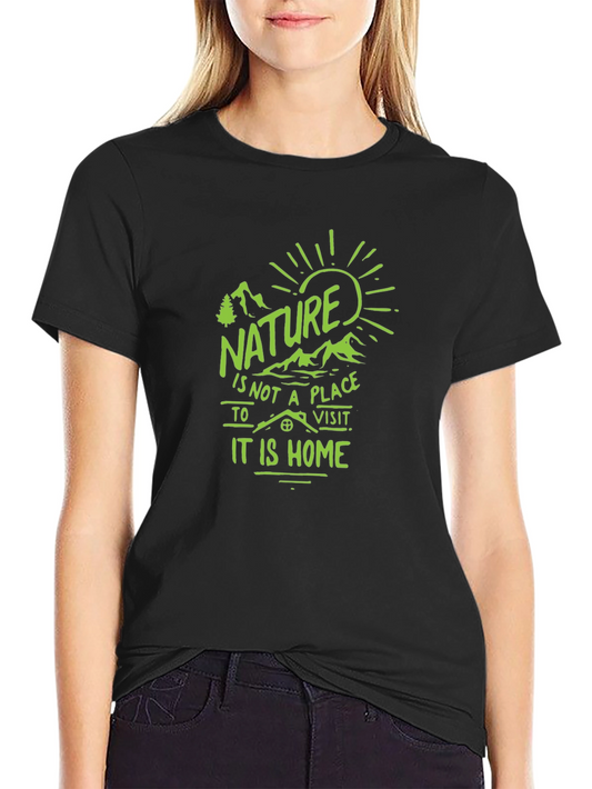 Nature is Home Graphic Tee - Black Cotton T-Shirt