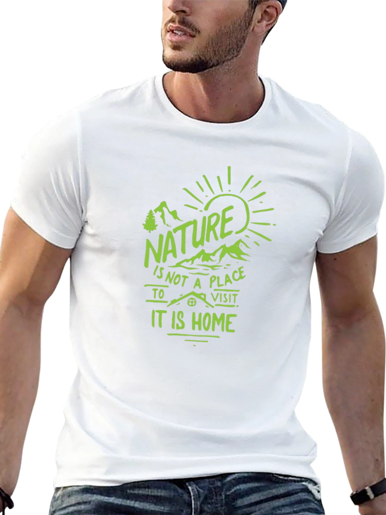 Nature is Home Graphic Tee - Black Cotton T-Shirt