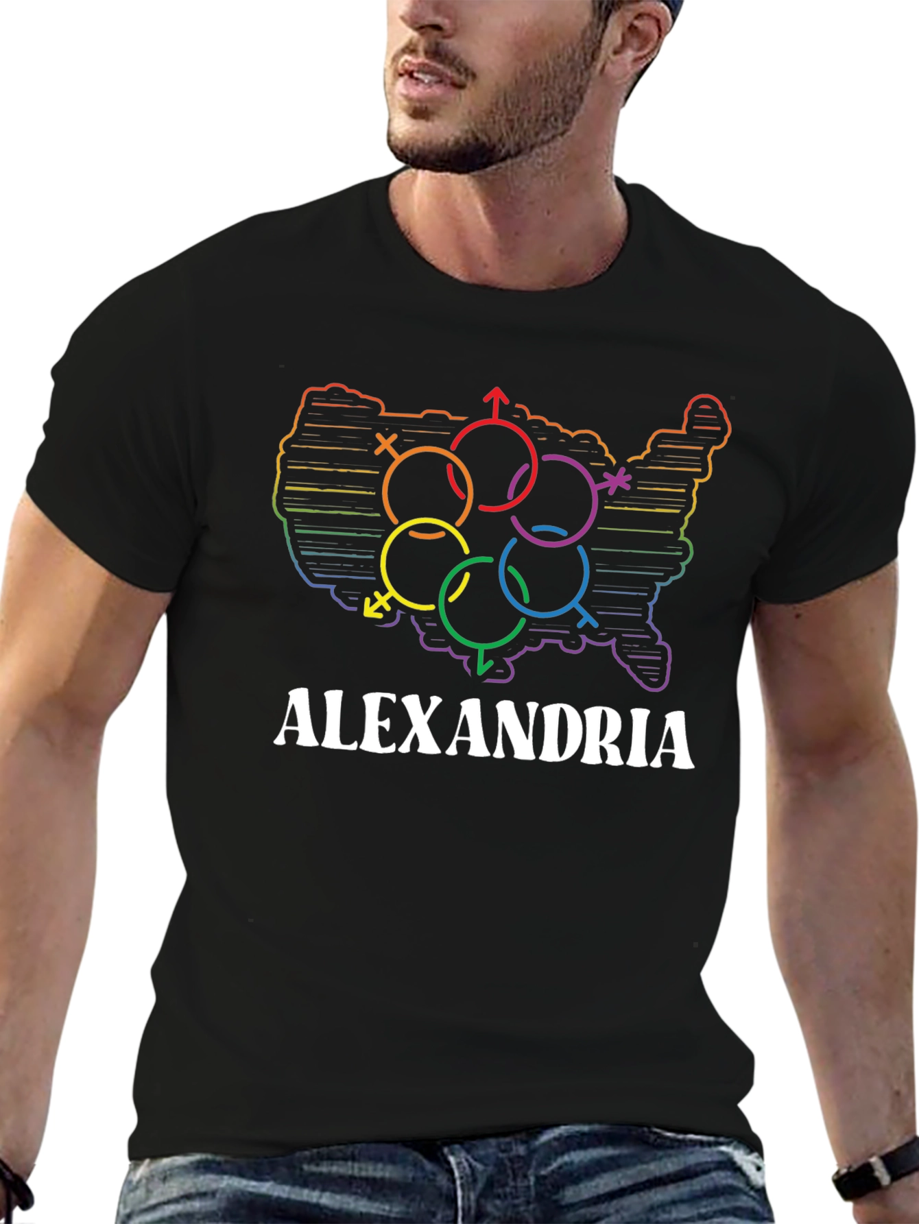 Alexandria LGBT Pride USA Map T-Shirt