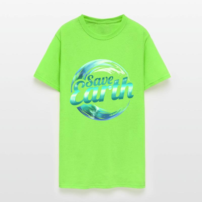 Logo Save Earth With Ocean Wave For Earth Day