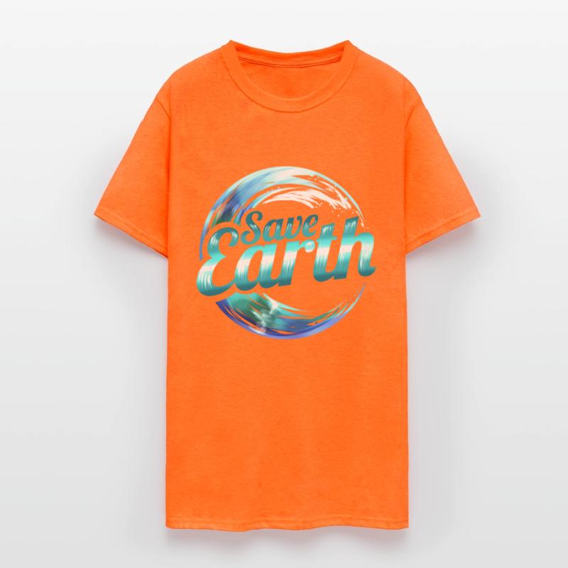 Logo Save Earth With Ocean Wave For Earth Day