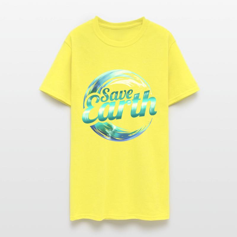 Logo Save Earth With Ocean Wave For Earth Day