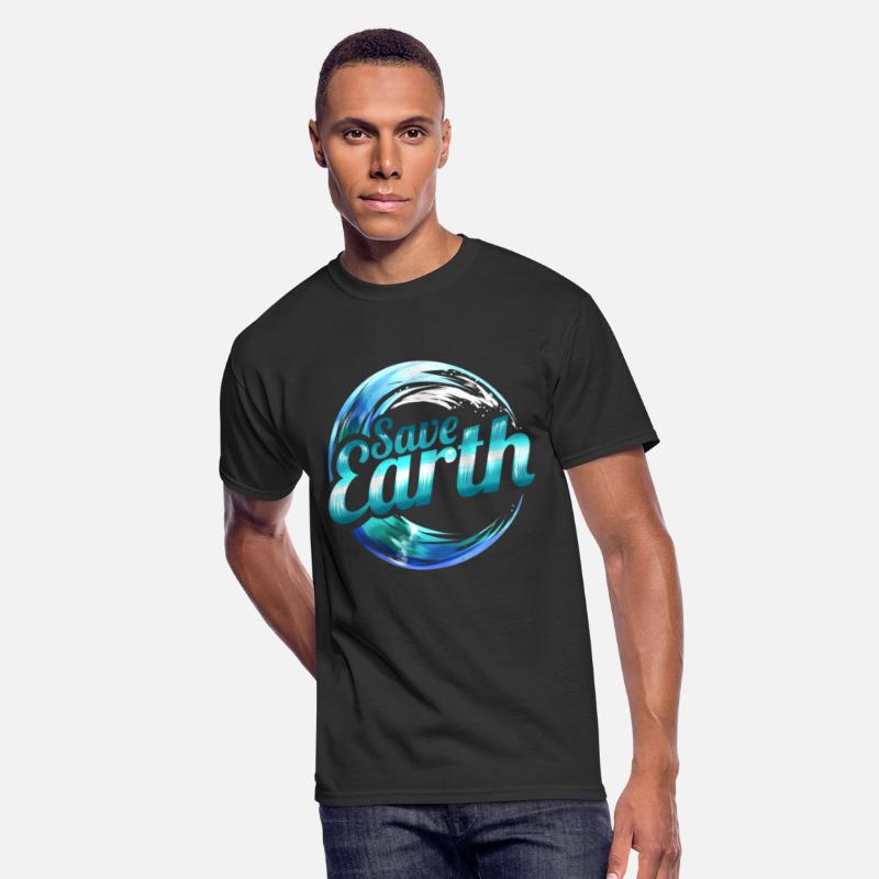 Logo Save Earth With Ocean Wave For Earth Day
