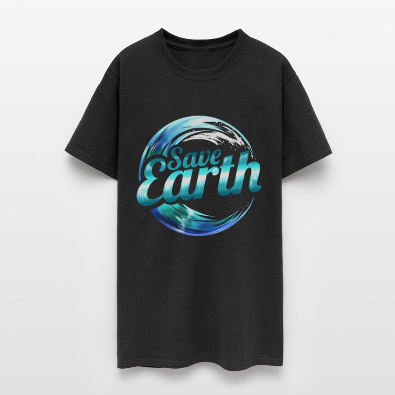 Logo Save Earth With Ocean Wave For Earth Day