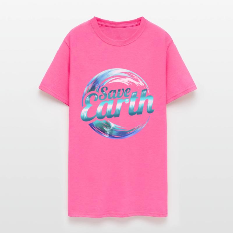 Logo Save Earth With Ocean Wave For Earth Day