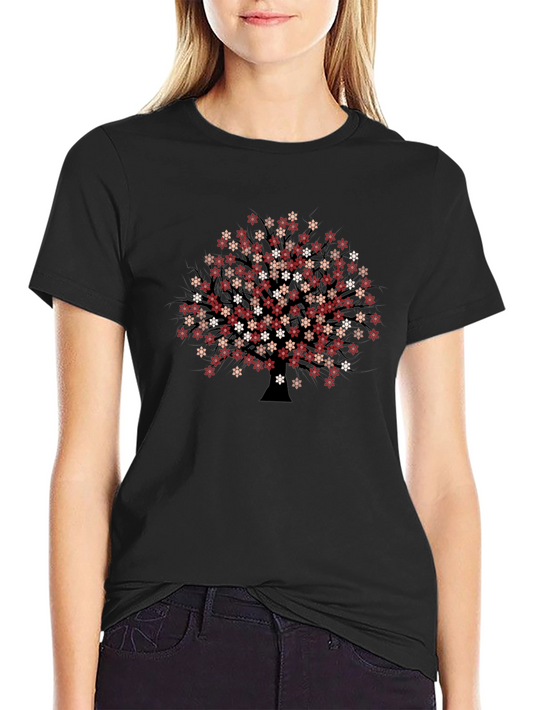 Floral Tree Graphic Black T-Shirt