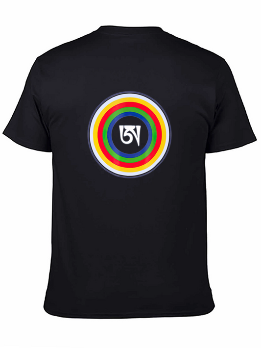 Black Tee with Tibetan Symbol Circle