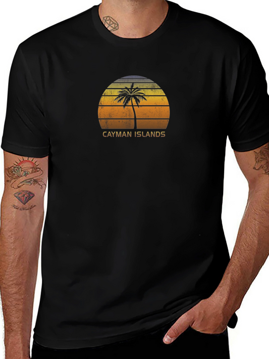 Cayman Islands Palm Sunset T-Shirt - Black