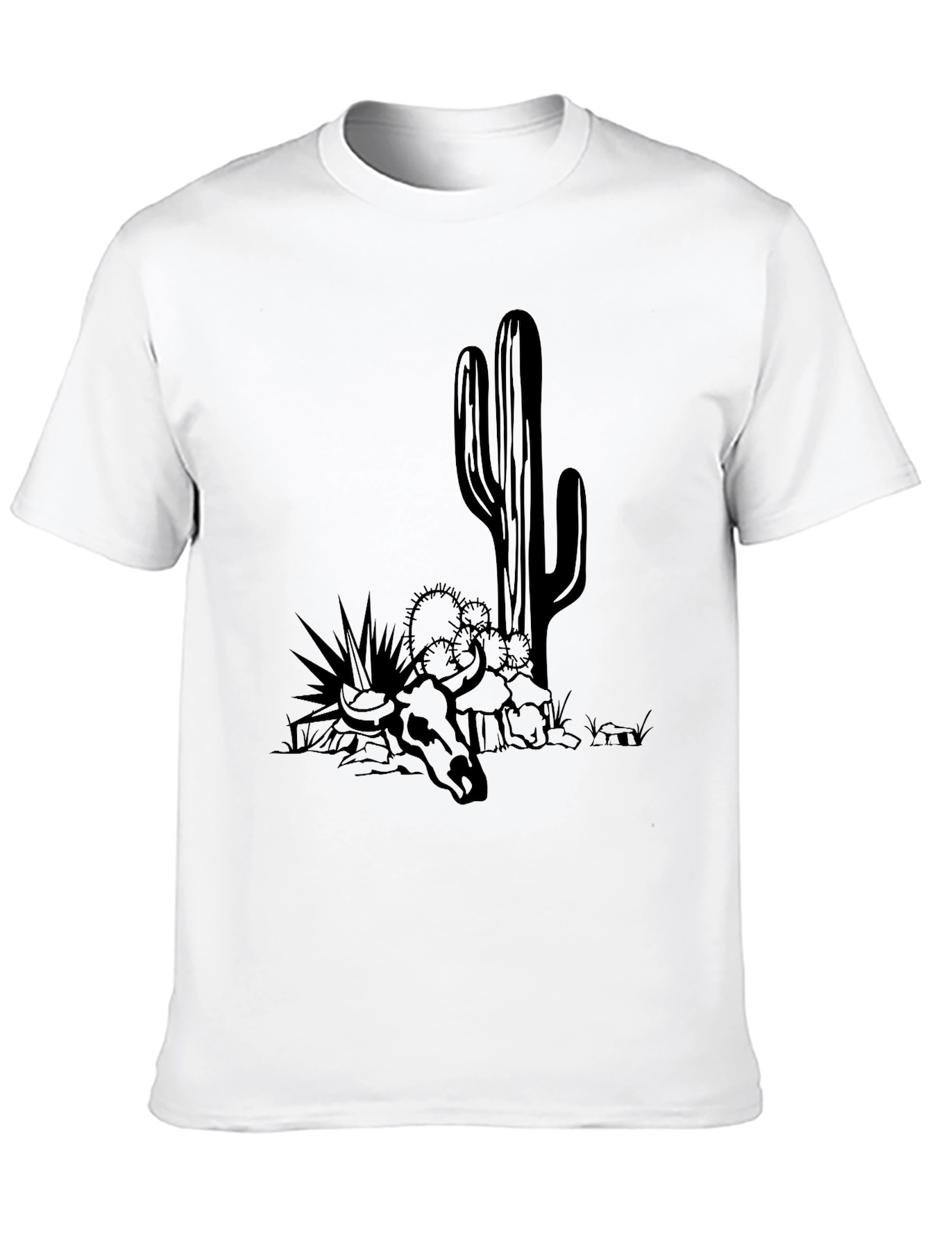 Desert Skull Graphic Tee - Black Cotton T-Shirt