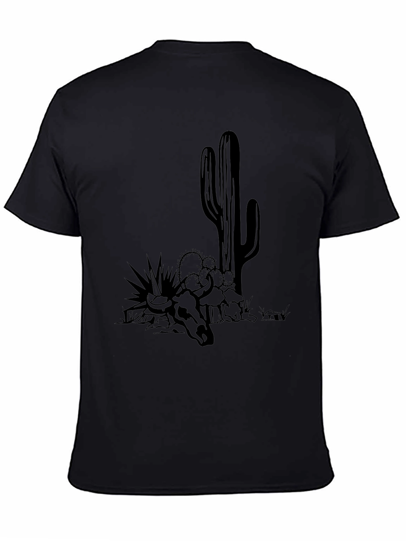 Desert Skull Graphic Tee - Black Cotton T-Shirt