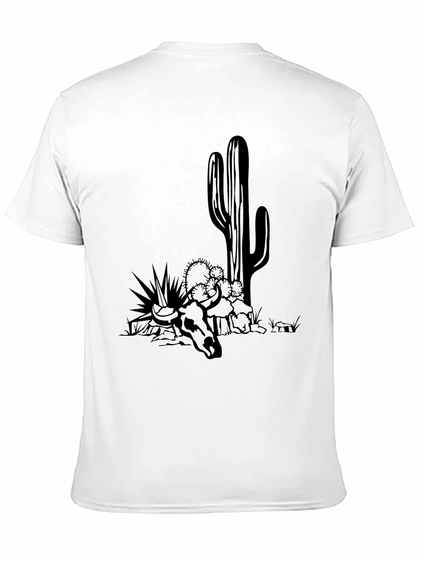 Desert Skull Graphic Tee - Black Cotton T-Shirt