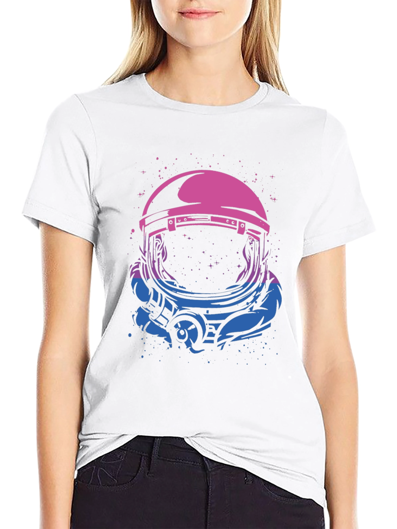 Astronaut Helmet Graphic Tee - Galaxy Design