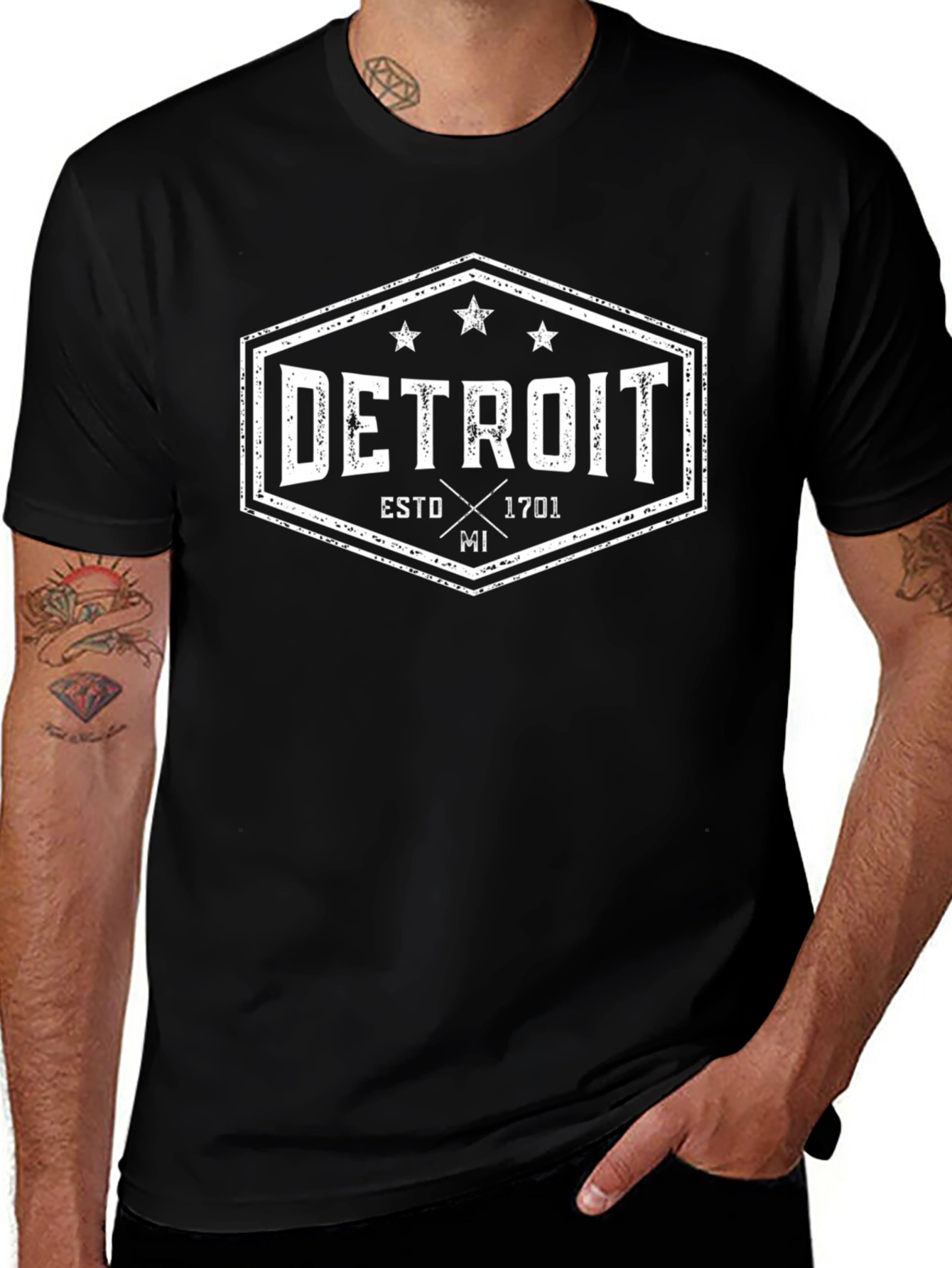 Detroit ESTD 1701 Black Graphic T-Shirt